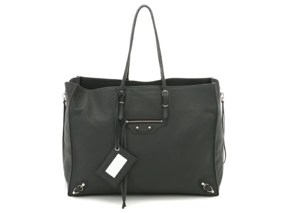 Balenciaga Paper Tote Bag Zip Around Embossed Gray